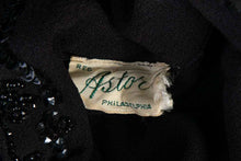 Load image into Gallery viewer, 1940&#39;s Astor Black Crepe and Sequin Detail Suit Jacket Size M
