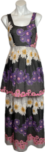 1970's Polka Dot Floral Dress Size XS