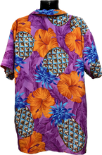 Load image into Gallery viewer, 1980&#39;s Pineapple and Hibiscus Tiki Shirt Size XXL
