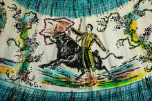 Load image into Gallery viewer, 1950&#39;s Multicolor Hand Painted Matador Circle Skirt Size M
