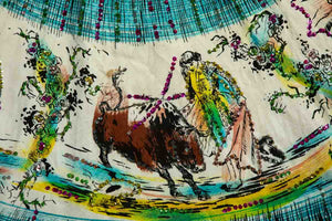 1950's Multicolor Hand Painted Matador Circle Skirt Size M