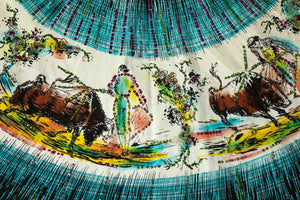 1950's Multicolor Hand Painted Matador Circle Skirt Size M