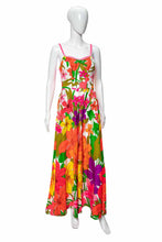 Load image into Gallery viewer, 1960&#39;s DeWeese Designs Multicolor Floral Print Tiki Dress Size XS
