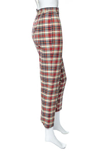 1960's Red and Gray Plaid Cigarette Pants Size S