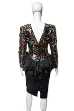 Load image into Gallery viewer, 1980&#39;s Julie Duroché Multicolor Sequin and Black Party Dress Size S
