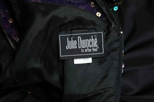 1980's Julie Duroché Multicolor Sequin and Black Party Dress Size S