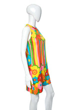 Load image into Gallery viewer, 1960&#39;s Basila Neon Floral Print Sleeveless Tiki Dress Size M
