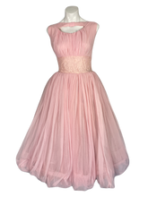 Load image into Gallery viewer, 1950&#39;s Bubblegum Chiffon Fit n Flare Party Dress Size S/M
