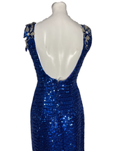 Load image into Gallery viewer, 1980&#39;s Blue Sequin Evening Gown Size M

