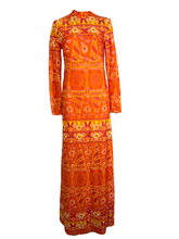 Load image into Gallery viewer, 1970’s Floral Poly Maxi Dress Size S/M
