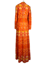 Load image into Gallery viewer, 1970’s Floral Poly Maxi Dress Size S/M
