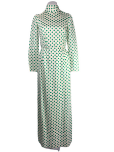 1970's Green Polka Dot Maxi Dress Size XS