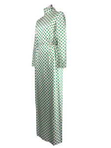1970's Green Polka Dot Maxi Dress Size XS