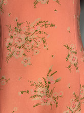 Load image into Gallery viewer, 1970’s Floral Flocked Peach Maxi Dress Size S

