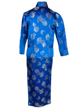 Load image into Gallery viewer, 1960&#39;s Electric Blue Brocade Cheongsam and Jacket Size XS
