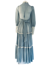 Load image into Gallery viewer, 1970&#39;s Classic Blue Gunne Sax Prairie Dress Size S

